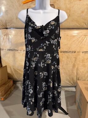 Black Floral Spaghetti Strap Dress